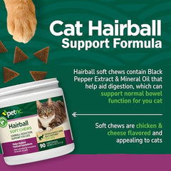 Friandises Hairball PetNC Saveur poulet et fromage présentées dans un bol