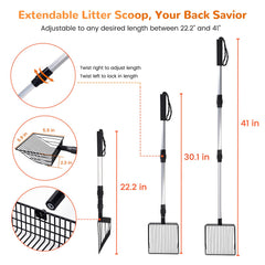 Poignée en acier inoxydable PETOCAT, robuste et extensible pour nettoyer facilement.