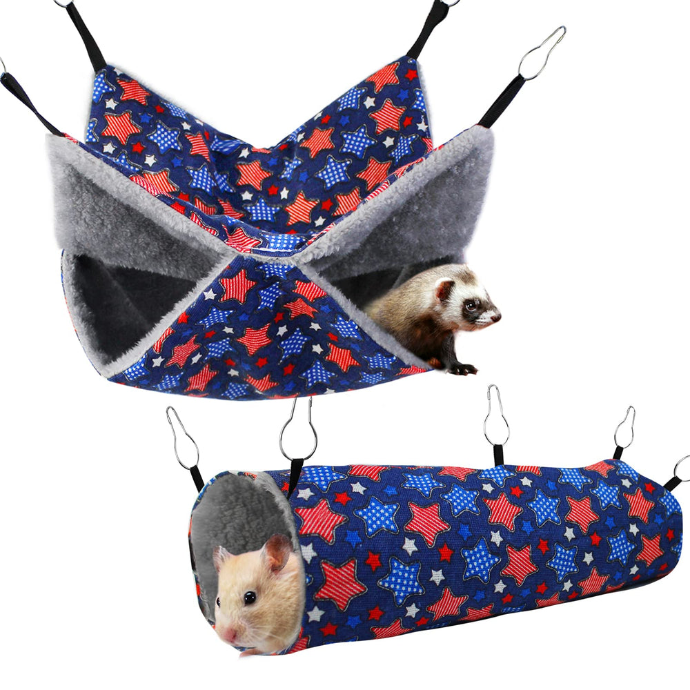Hamac Petonfun bleu etoile pour petits animaux, repos douillet et divertissement