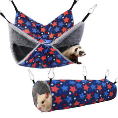 Hamac Petonfun bleu etoile pour petits animaux, repos douillet et divertissement