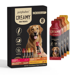 Tube PETPHABET avec portion pour chien, pratique pour récompenser pendant l'entraînement.