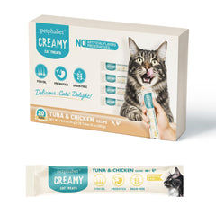 PETPHABET tubes-chat avec pâte crème thon et poulet, format pratique.