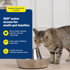 PetSafe Seaside filtration avancée, eau plus fraîche grâce au carbone actif.