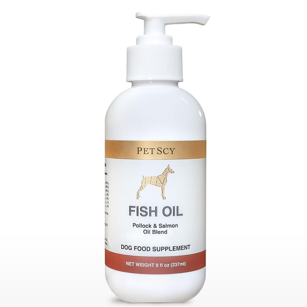 PetScy huile poisson sauvage Alaska – bouteille prête pour soutenir peau saine et pelage brillant.