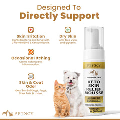 Application douce sur zones irritées avec Petscy Keto Skin Relief Mousse
