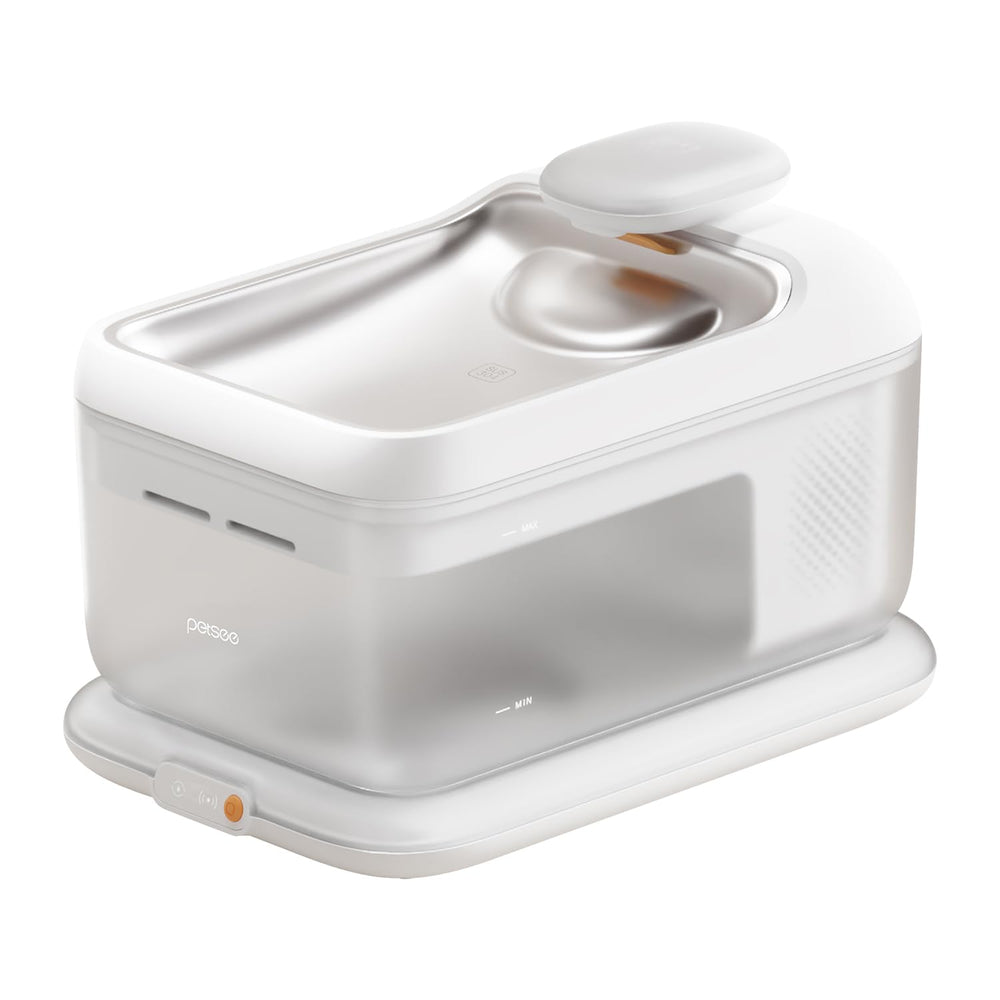 PETSEE fontaine d’eau sans fil avec base, pour un placement flexible.