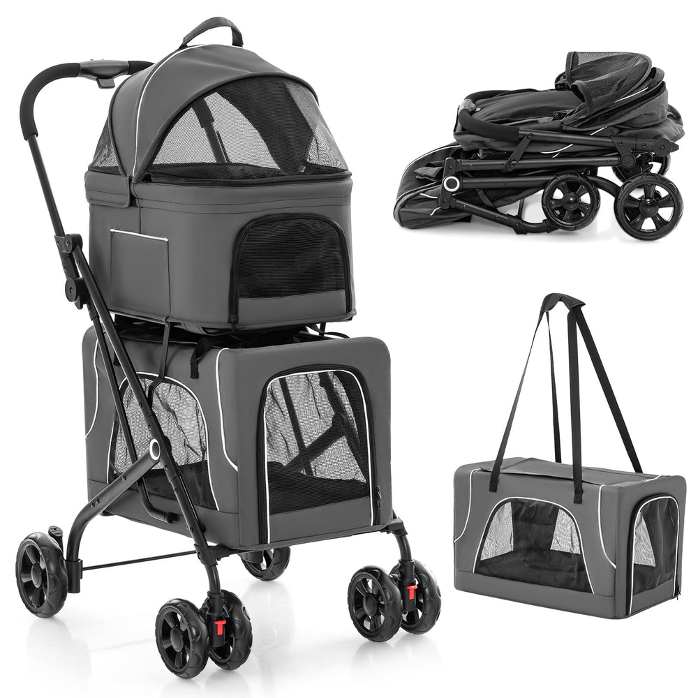 PETSITE Poussette Double pour chiens et chats – avant, balades simples et sécurisées