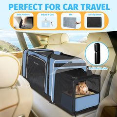 Petskd caisse chat XL bleu, extension pour plus d espace durant les trajets.