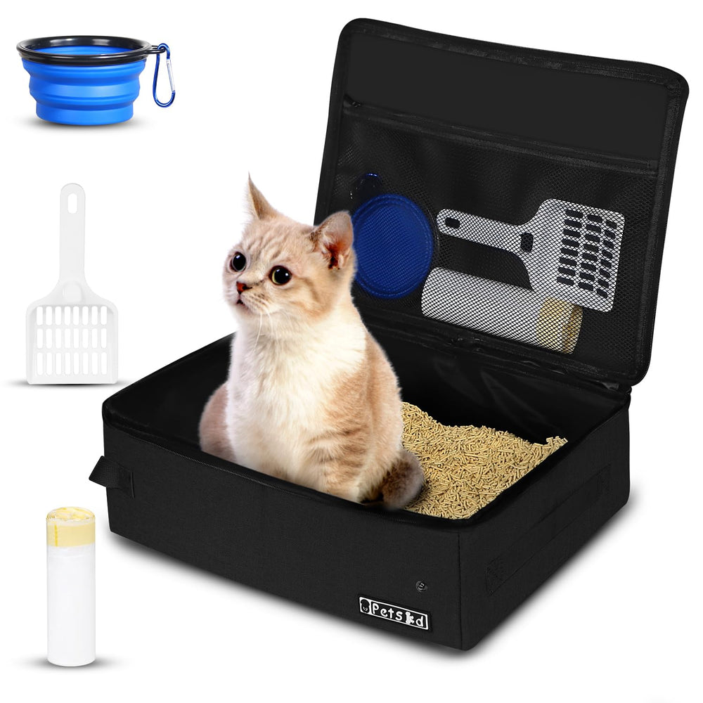 Petskd Litière portable pour chat avec couvercle, pratique en voyage.