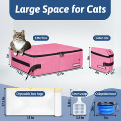 Petskd litière voyage pliable rose, facile à ranger dans la valise.