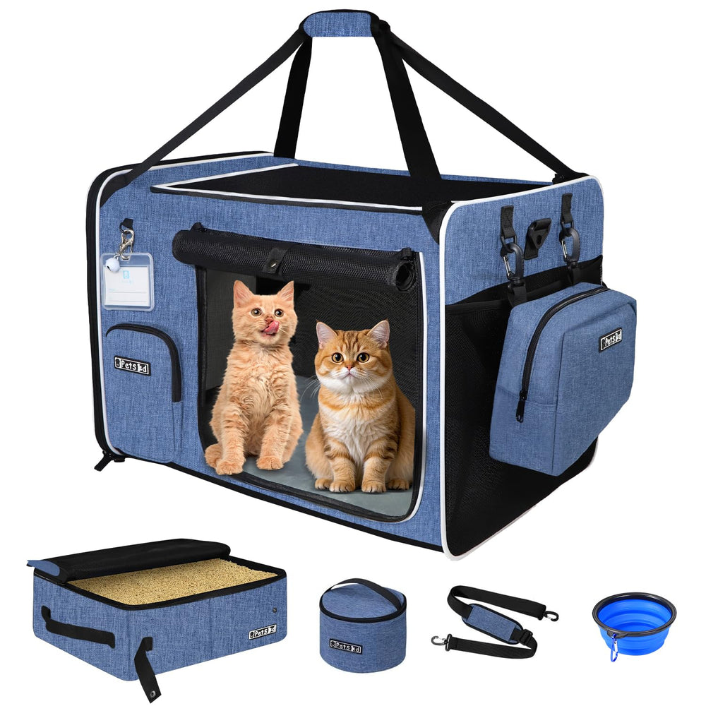Petskd porte-chat XL bleu, ideal pour trajets en voiture, securite et confort.