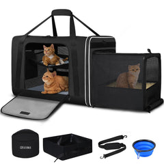 Petskd porte-chat XL extensible montrant l'espace supplémentaire en voyage.