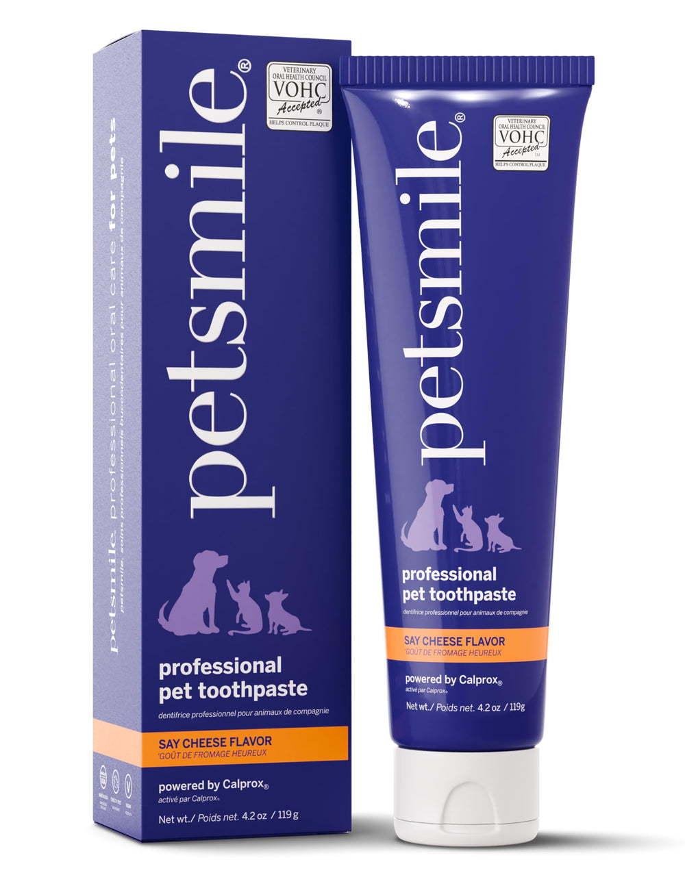 Petsmile dentifrice en tube pour routine dentaire pratique chez chiens et chats.