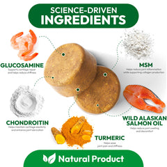 Emballage Petsology Glucosamine pour chiens: informations claires sur les ingrédients.