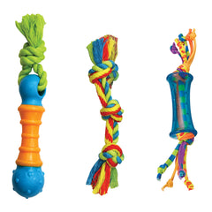 Jouets Orka Mini de Petstages, trio coloré pour chiots et petits chiens.