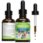 Pet Wellbeing Throat Gold – Bouteille 60ml prête à l'emploi pour le confort de la gorge.