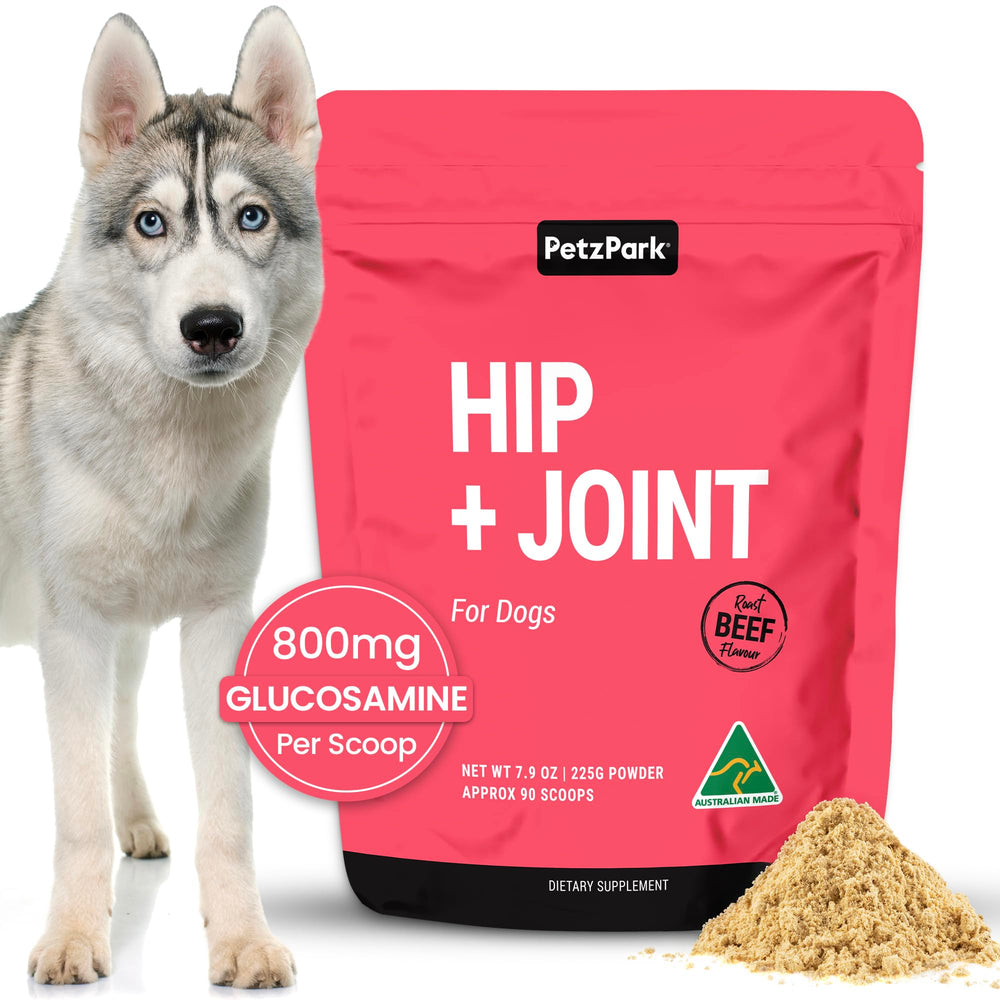 Petz Park: bouteille de poudre articulation pour soutenir la mobilité canine.