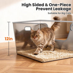 Phafariy bac-litiere-inox-40l-xxl entree faible, acces facile pour chats âgés.