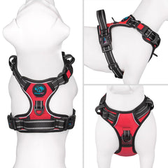 Harnais PHOEPET Reflectif XL rouge avec attache arrière pour le confort.