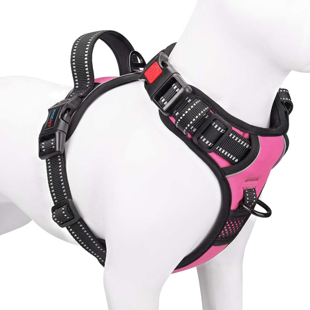 PHOEPET harnais réfléchissant grande taille rose, visibilité nocturne renforcée.