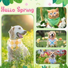 Bandanas Pickmesh carreaux printemps pour chien moyen, style polyvalent et entretien facile.