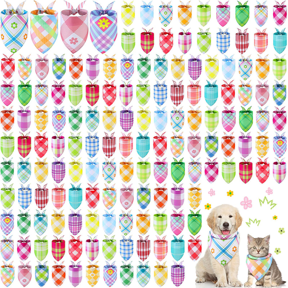 Bandanas Pickmesh carreaux printemps pour petit chien, look frais et lavable.