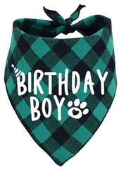 Bandana PICKUPIK anniversaire vert à motifs carreaux, parfait pour les photos festives du chien.