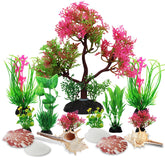 PietyPet plantes d'aquarium et coquillages naturels, décor coloré et durable.