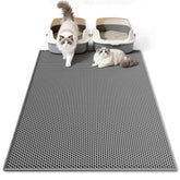 Pieviev tapis double couche gris, capture efficacement les grains de litière.