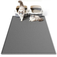 Pieviev tapis double couche gris, capture efficacement les grains de litière.
