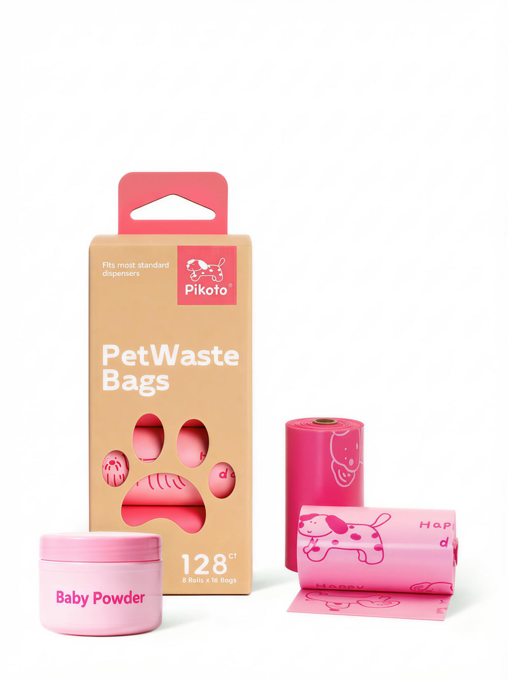 Sacs Pikoto pour chien en emballage rose, prêt à l'emploi lors des sorties.
