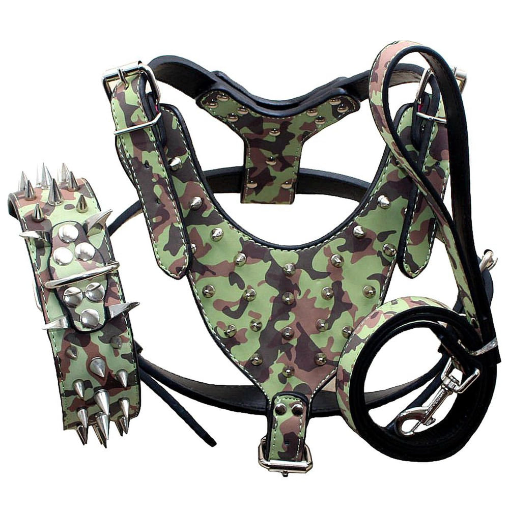 Harnais Pimaodog en cuir PU avec clous, look robuste pour les promenades.