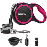 Laisse PINA 26 pieds noir et rose vue de face pour un contrôle facile en promenade