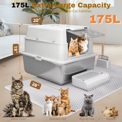 PINENEST boîte litière inox XXXXL semi-ouverte, ventilation pratique