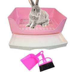 PINVNBY boîte litière rose pour lapin, vue avant, propreté assurée