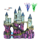 PINVNBY château en résine, vue frontale, décor sûr et élégant pour l'aquarium.