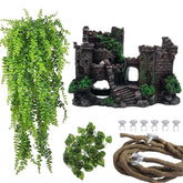 PINVNBY chateau-resine-classique, refuge sûr pour reptiles dans le terrarium.