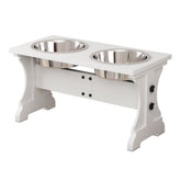 Piskyet bols elevés sur support bois, confort et posture pour chien.