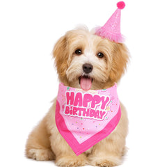 Pistha bandana anniversaire chien rose, parfait pour photos mémorables