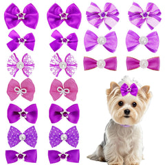 Broches Pistha pour poil de chien rose mesh avec strass et perles, parfaites pour photos.