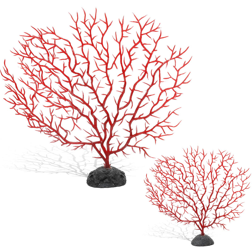 Piutouyar corail-eventail rouge grand, décor réaliste et durable pour aquarium