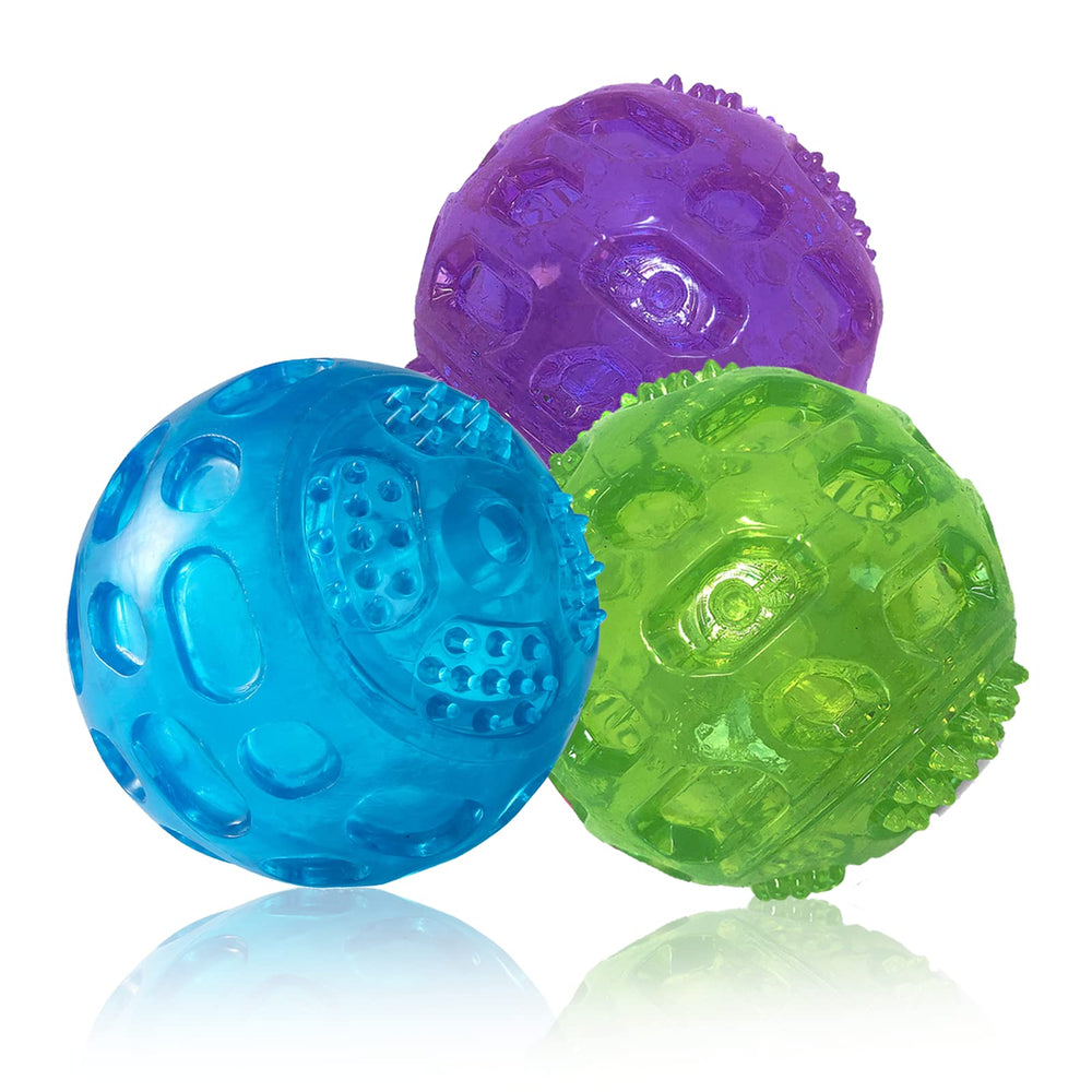 Balle PJDH 3-pouces violet siffleuse, stimule le jeu et gencives saines.