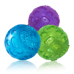 Balle PJDH 3-pouces violet siffleuse, stimule le jeu et gencives saines.