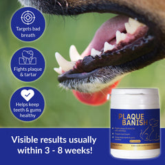 Plaque Banish favorise des dents saines et gencives confortables.