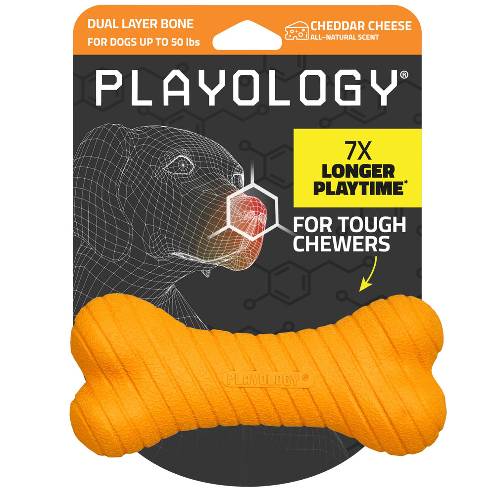 Jouet Playology à double couche, plan rapproché, conçu pour mâcher durablement.