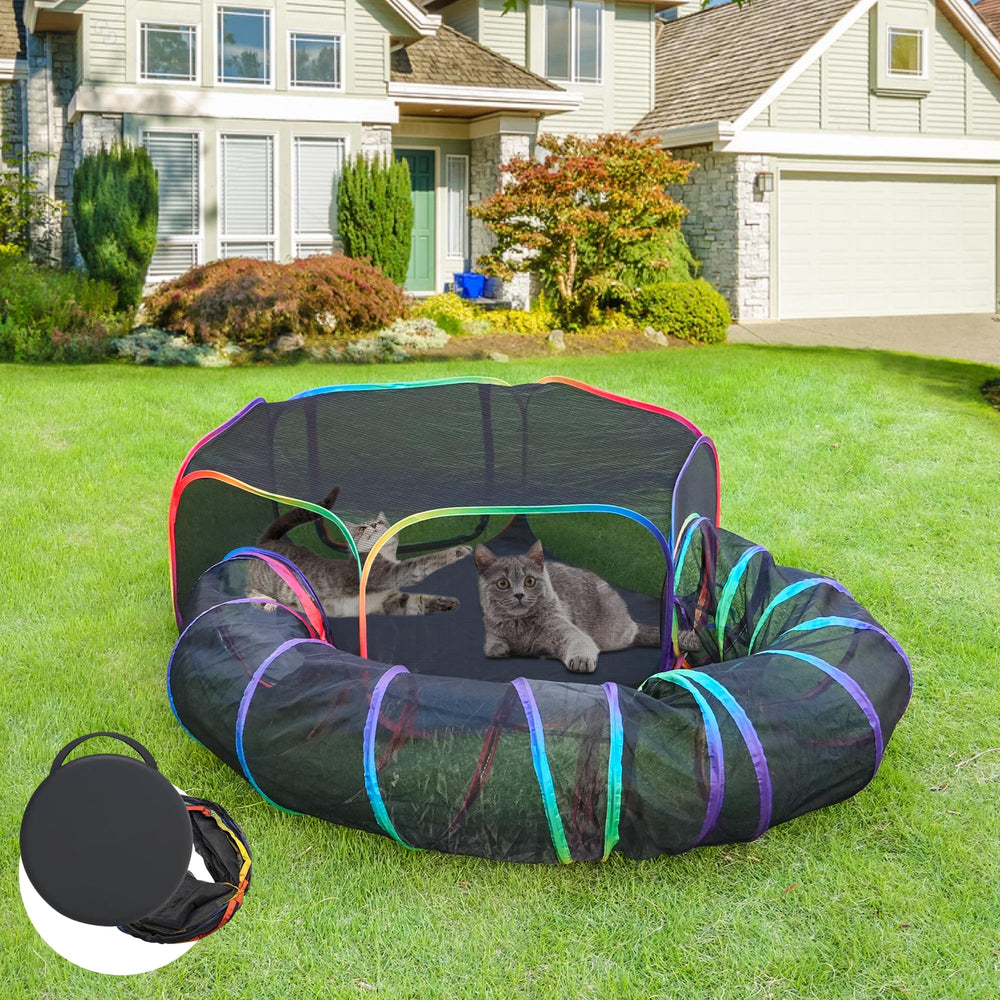 PLITTPETTS enclos chat exterieur, arche arc-en-ciel, idéal pour jeux en plein air.