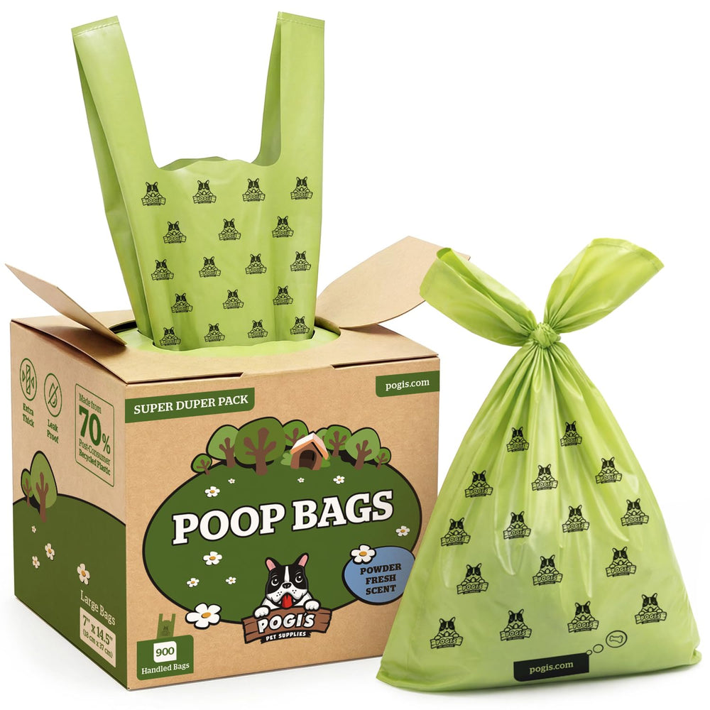 Pogi’s sacs-poubelle pour chien avec poignées, 900 unités, pratique en promenade