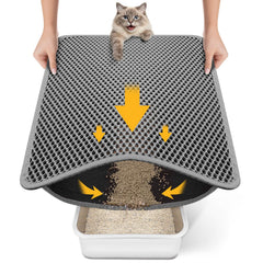 Polarduck tapis litière chat, entrée nid-dabeille, double couche piégeant les granulés et protégeant le sol