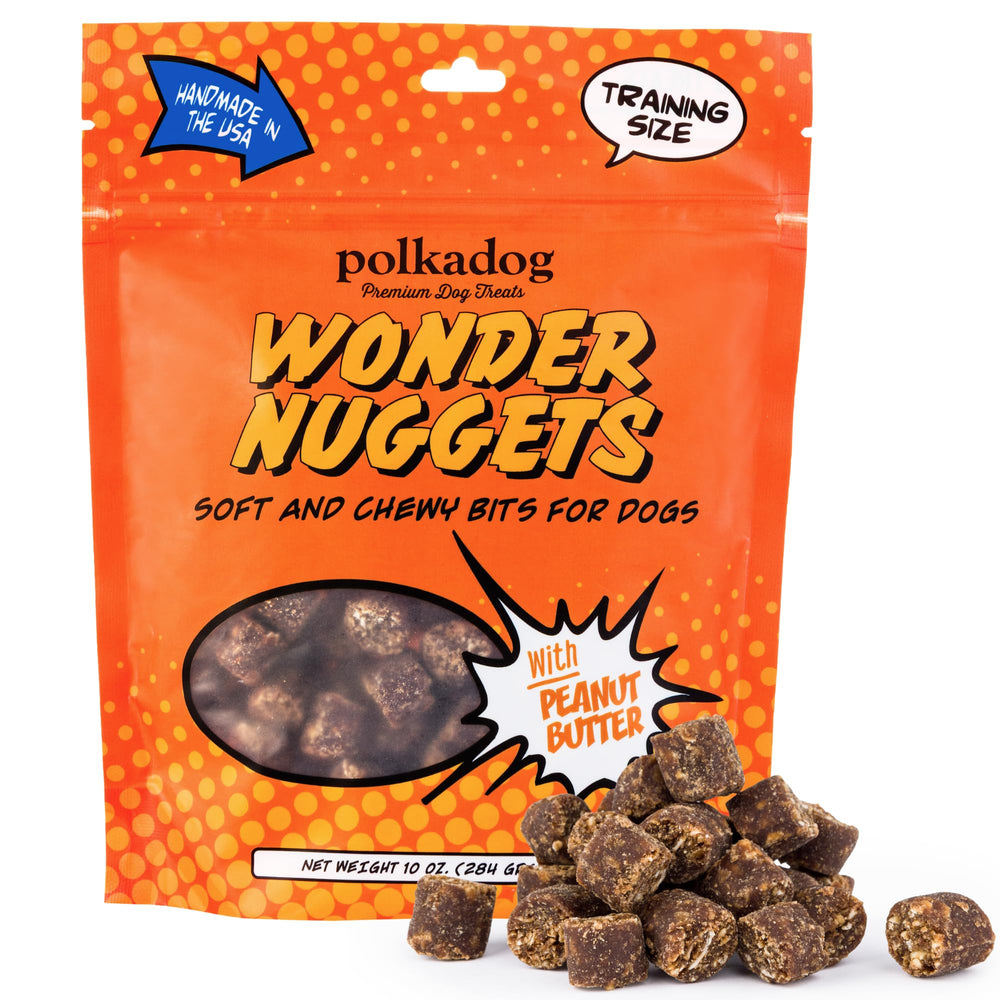 Friandises Polkadog Wonder Nuggets, emballage pratique pour récompenses quotidiennes.