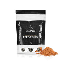 Polyplab Reef-Roids dans le bocal original, nourrissant les coraux filtre.